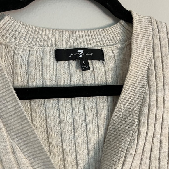 7 FOR ALL MANKIND Cream Button Down Ribbed Cardigan Size S - Picture 2 of 4